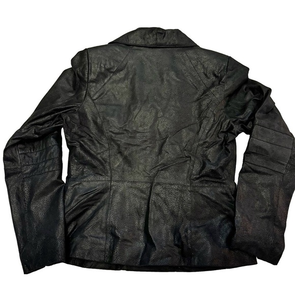 G.I.L.I. Black Leather Jacket Coat Moto Size XS Pockets Zipper on Sleeves NEW - Picture 3 of 15